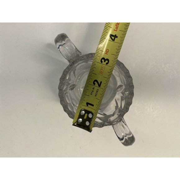 VTG EAPG Glass SUGAR BOWL Double Handle Sawtooth Star Base Floral Design - Picture 10 of 12